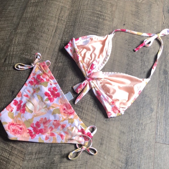 KONA SOL FLORAL BIKINI SET BOTTOMS S TOP D/DD - Picture 4 of 9